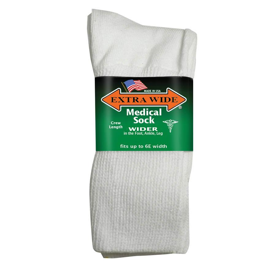 Extra Wide Unisex Medical Crew Socks in White - The Sockery