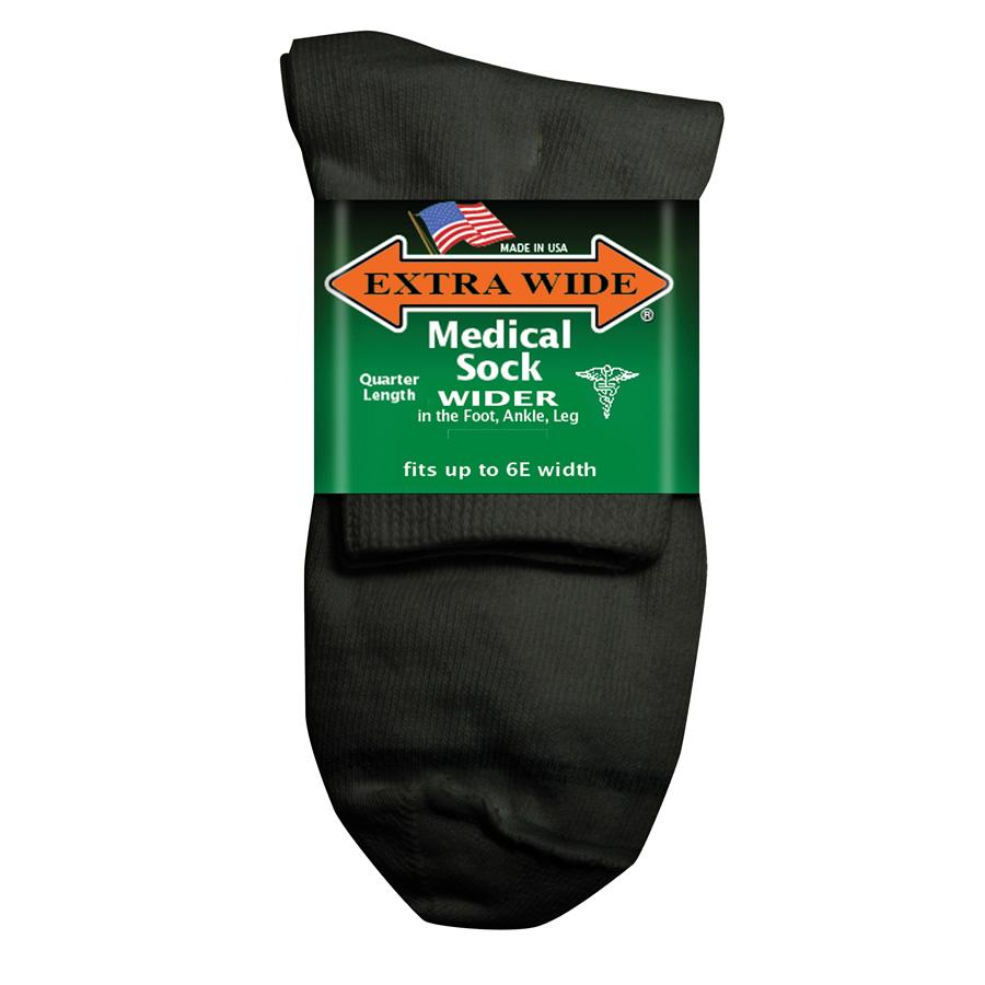 Extra Wide Medical Sock - Quarter Length in Black - The Sockery