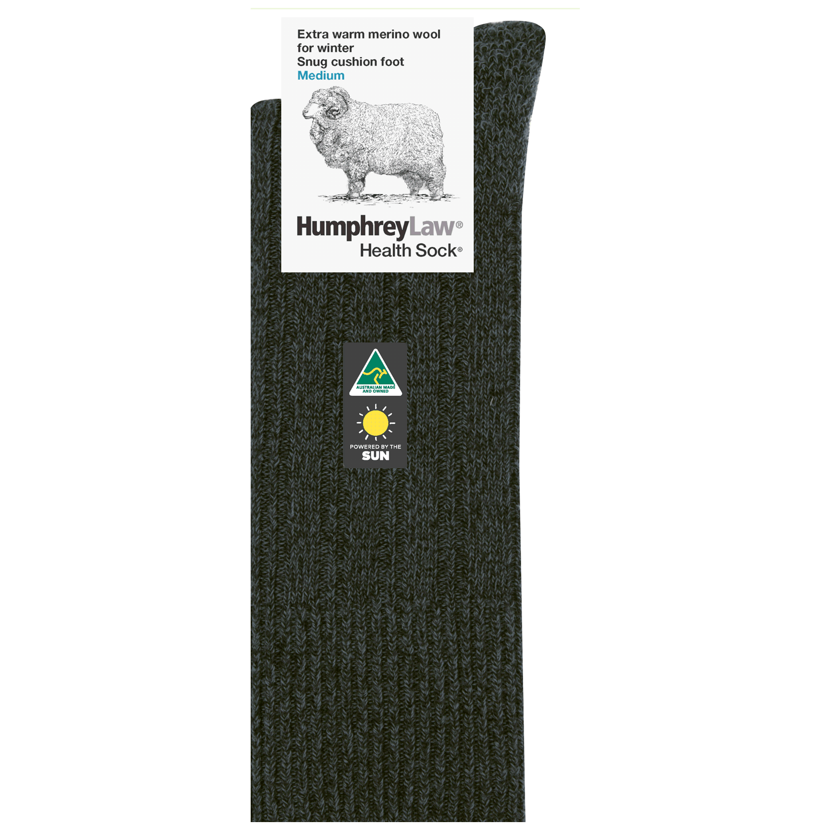 Extra Warm Merino Wool Sock in Charcoal -The Sockery