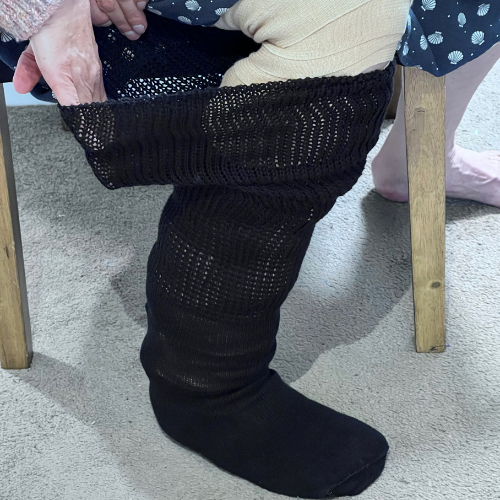 Oversized Knee High Extra Wide Socks in Black