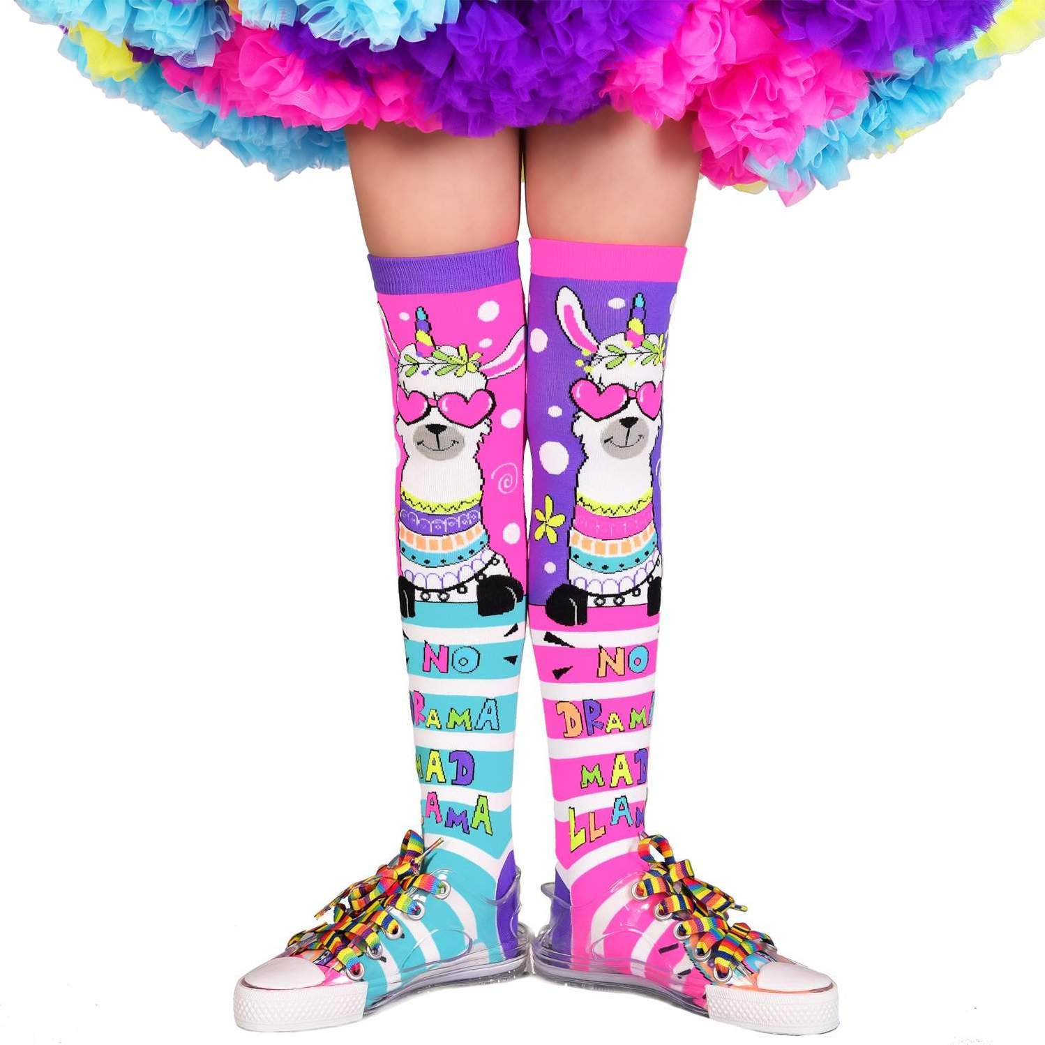 crazy llama knee high socks in bright colours