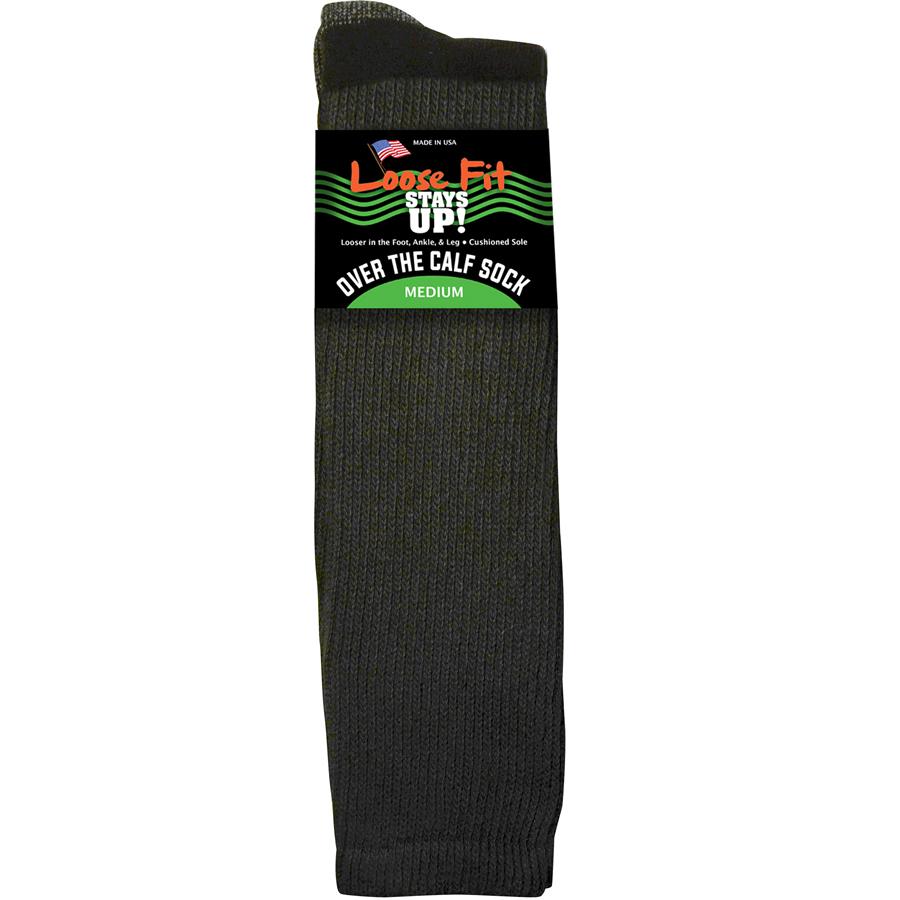 Loose Fit Over the Calf Socks in Black - The Sockery