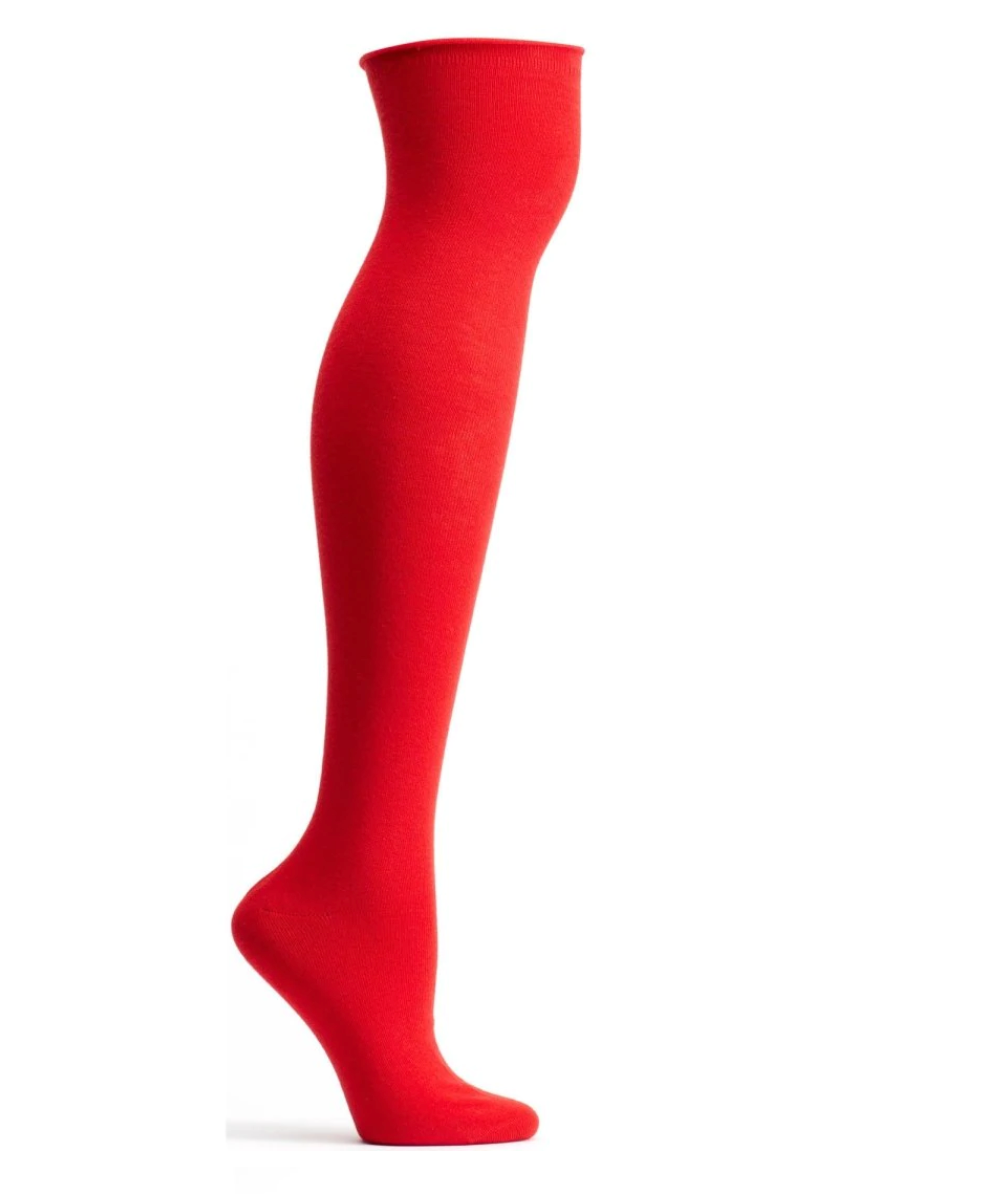 colourful fun red knee high sock on a sock model