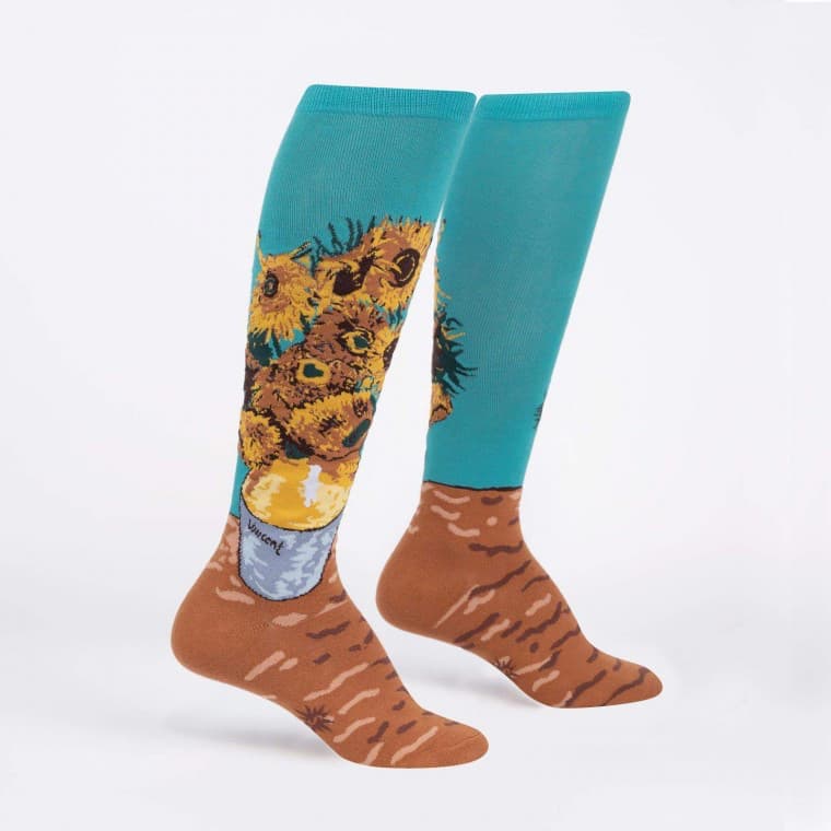 Sun Flowers Womens Knee High Sock